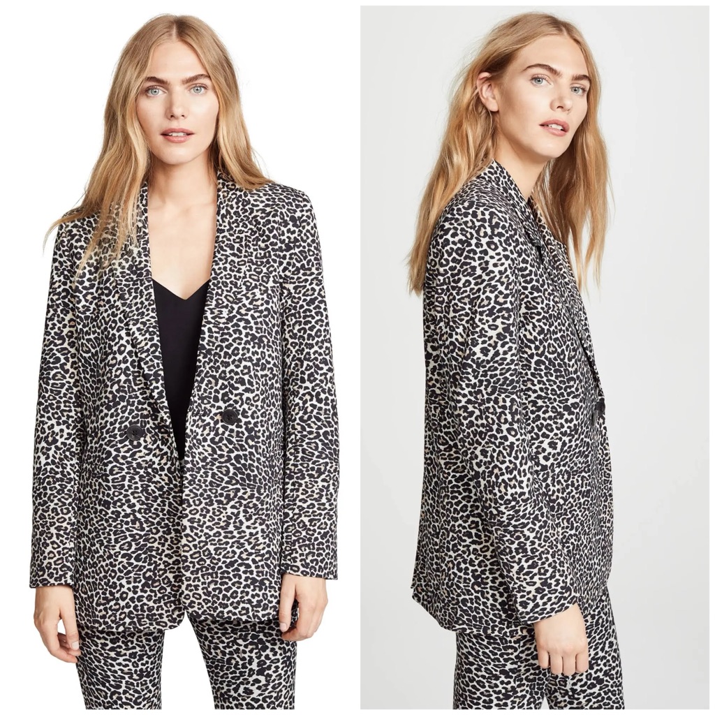 $498 Anine Bing Madeleine Leopard Animal Print Blazer Jacket Size S